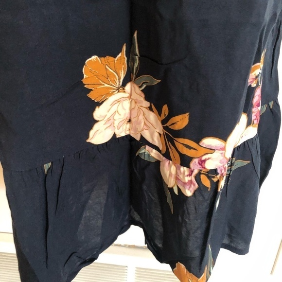 Maurices Navy Floral Swing Shift Dress Ruffle Hem Size L Summer - Picture 3 of 7